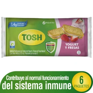 Galleta Tosh Rellena Yogurt y Fresas x 6 Und