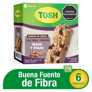 Tosh Barra Mani y Pasas Caja x 6 Und